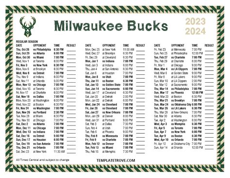 milwaukee bucks schedule 2023 24 printable